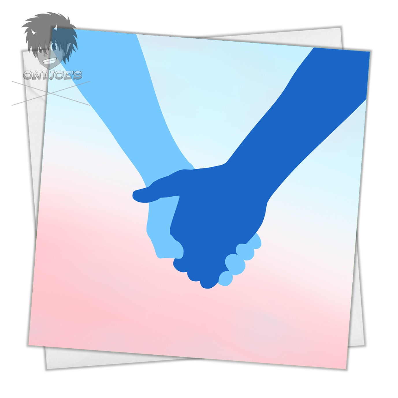 Holding Hands B Card, Blank Greeting Cards, Square, Original Art