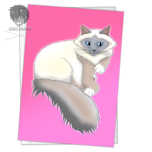 Birman Girl Card, Blank Greeting Cards, (A5) Portrait Orientation, Original Art