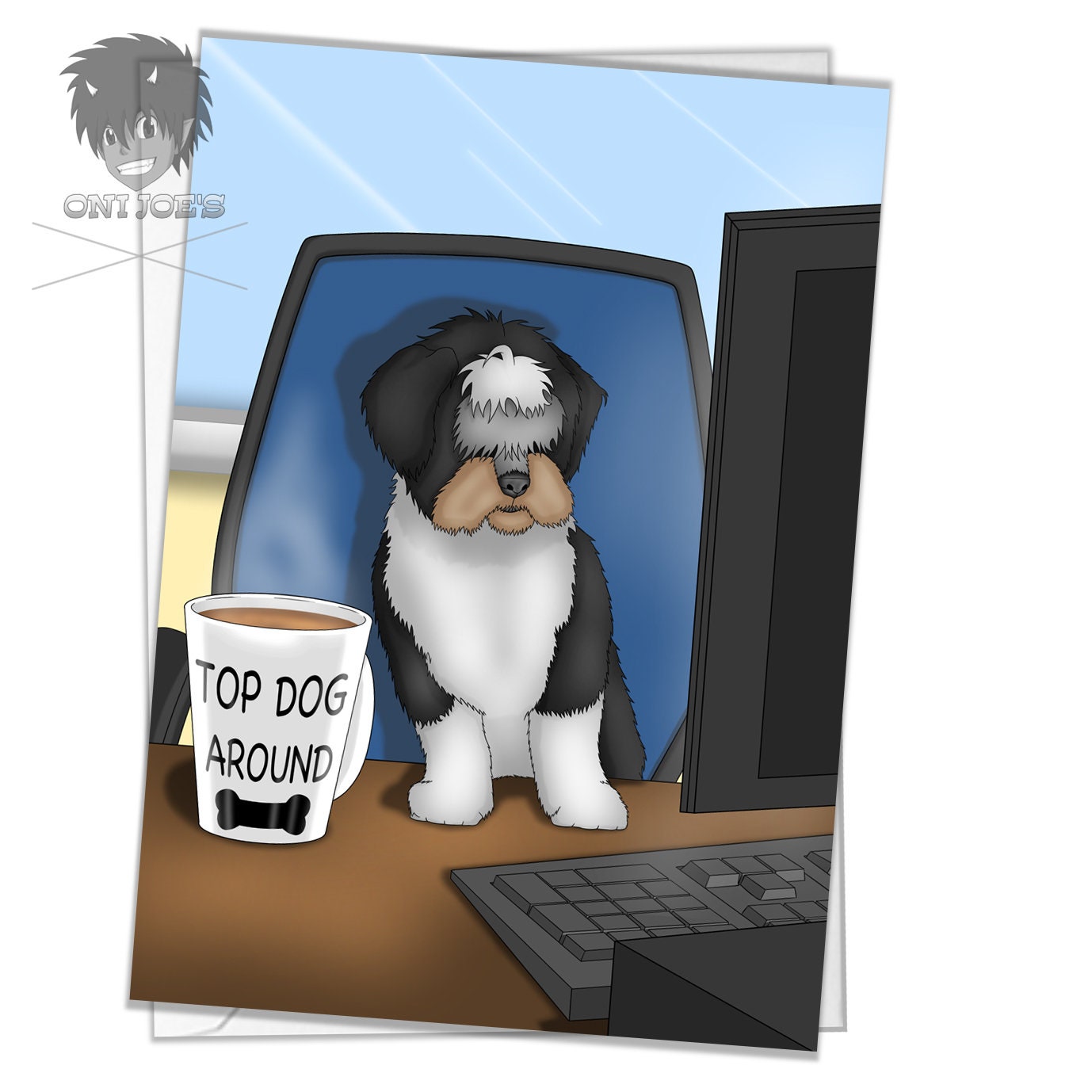 Top Dog Around Card, Blank Greeting Cards, (A5) Portrait Orientation, Original Art