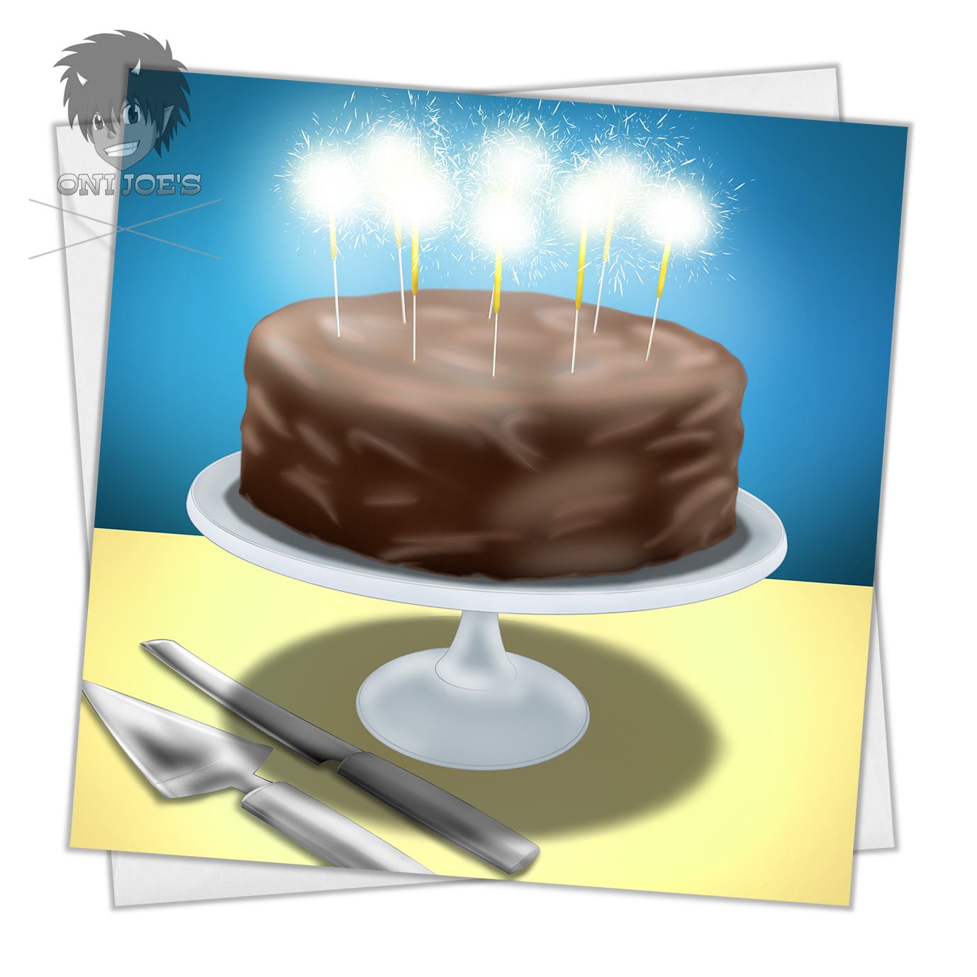 Celebration Cake Card, Blank Greeting Cards, Square, Original Art