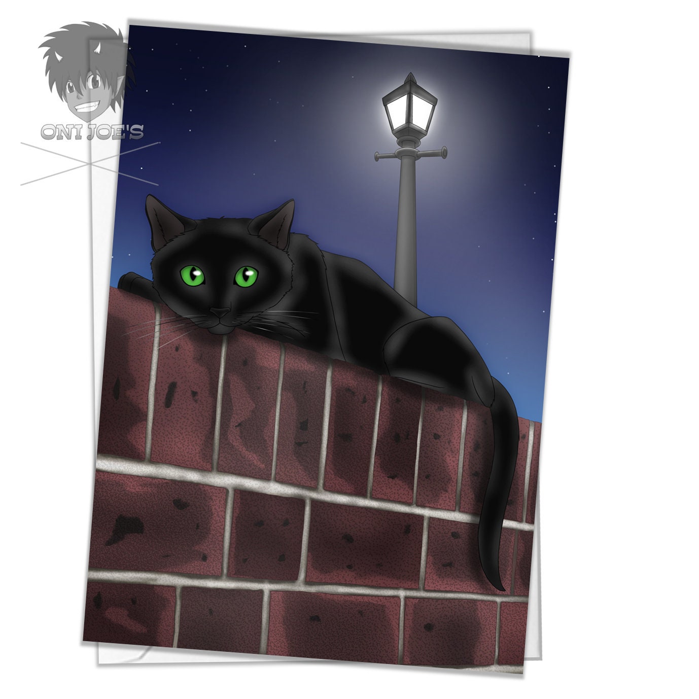 Black Cat Card, Blank Greeting Cards, (A5) Portrait Orientation, Original Art