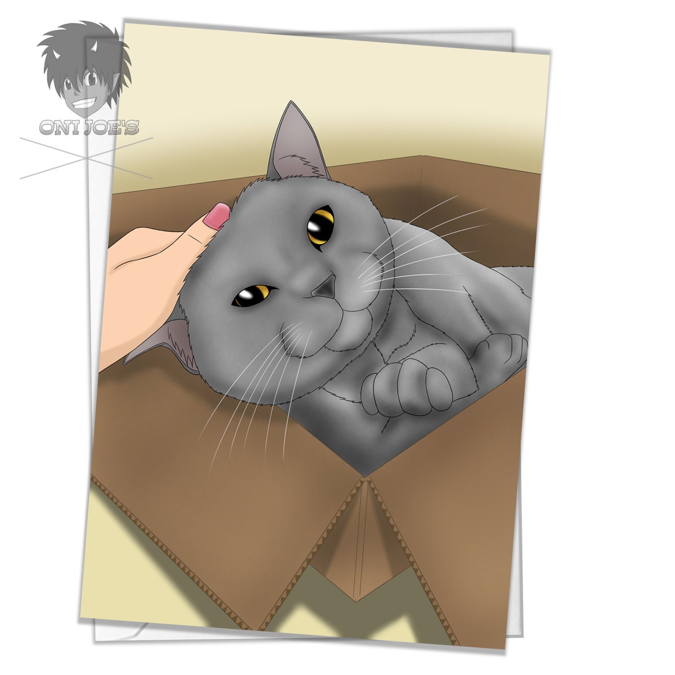 British Shorthair Card, Blank Greeting Cards, (A5) Portrait Orientation, Original Art