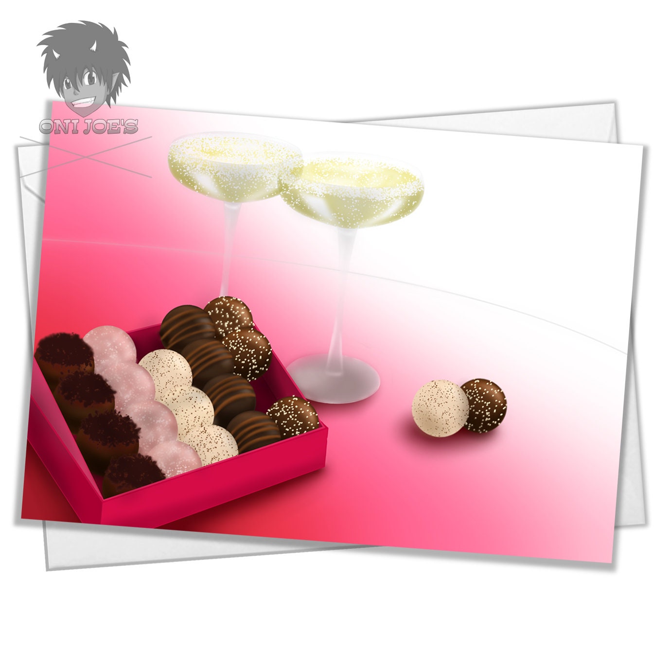 Greeting Card - Chocolate & Wine