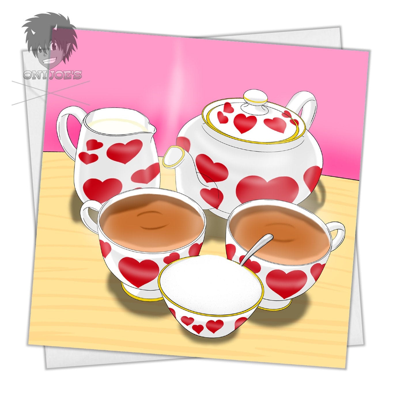 Tea for Two Card, Blank Greeting Cards, Square, Original Art