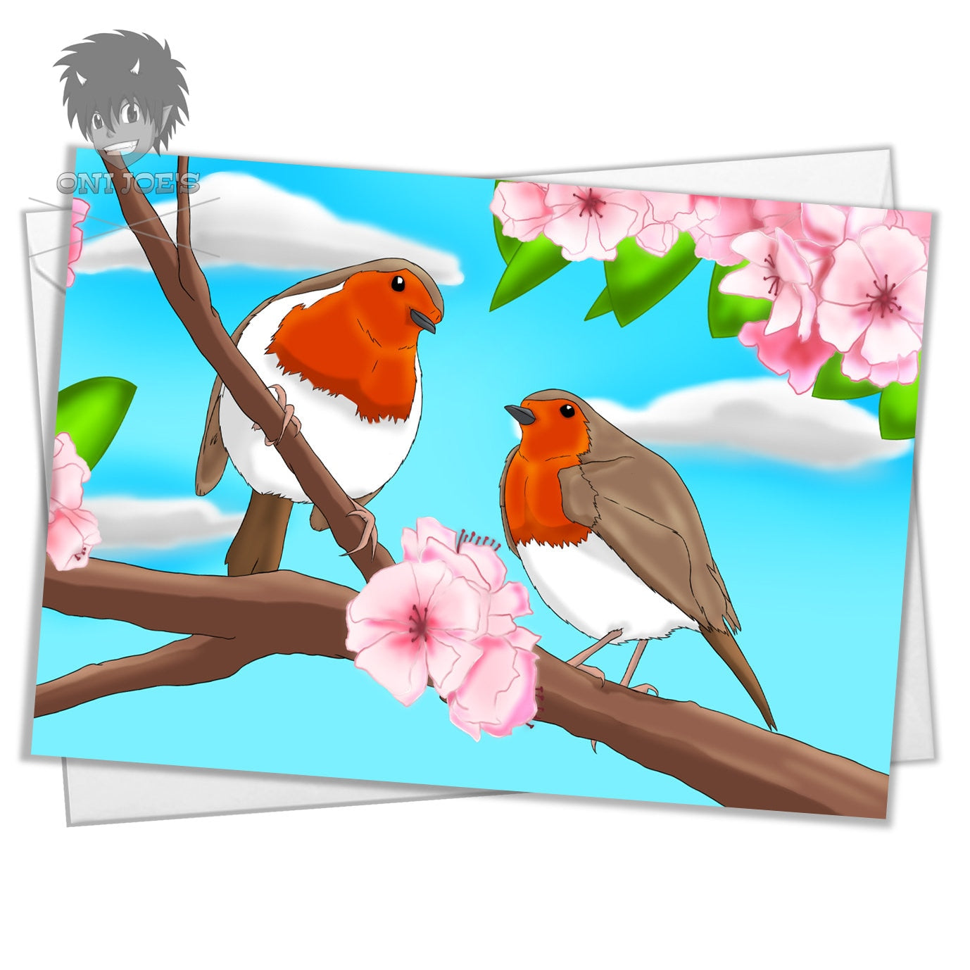 Robins Cards, Blank Greeting Cards, (A5) Landscape Orientation, Original Art