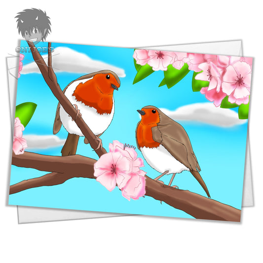 Robins Cards, Blank Greeting Cards, (A5) Landscape Orientation, Original Art