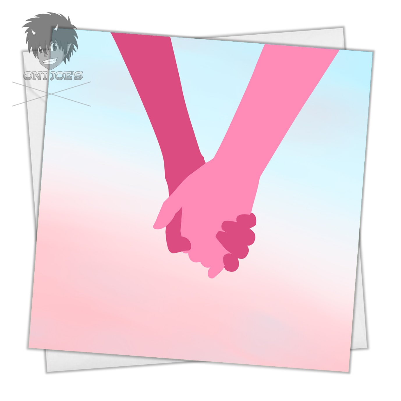 Holding Hands C Card, Blank Greeting Cards, Square, Original Art