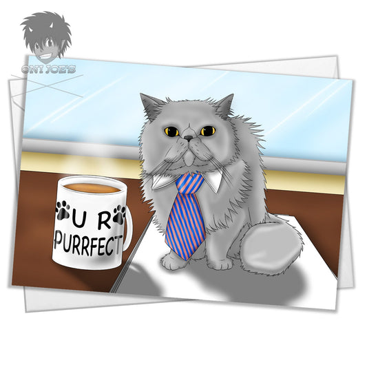 U R Purrfect Card, Blank Greeting Cards, (A5) Landscape Orientation, Original Art