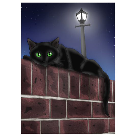 Black Cat Original Artwork, A3 And A4, Digital Artwork, Digital Download, Printable Wall Art