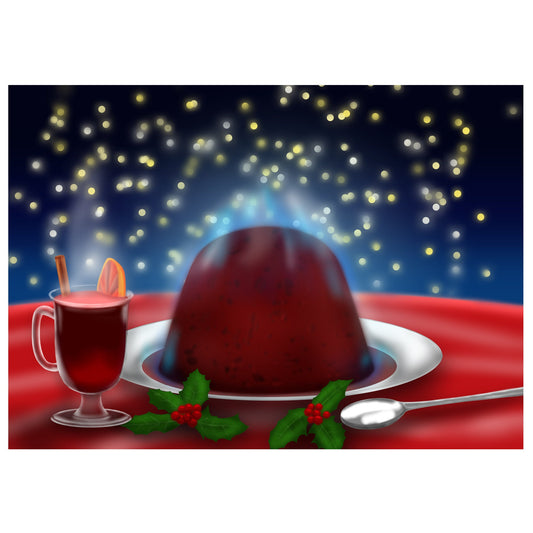 Christmas Pudding Original Artwork, A3 And A4, Digital Artwork, Digital Download, Printable Wall Art