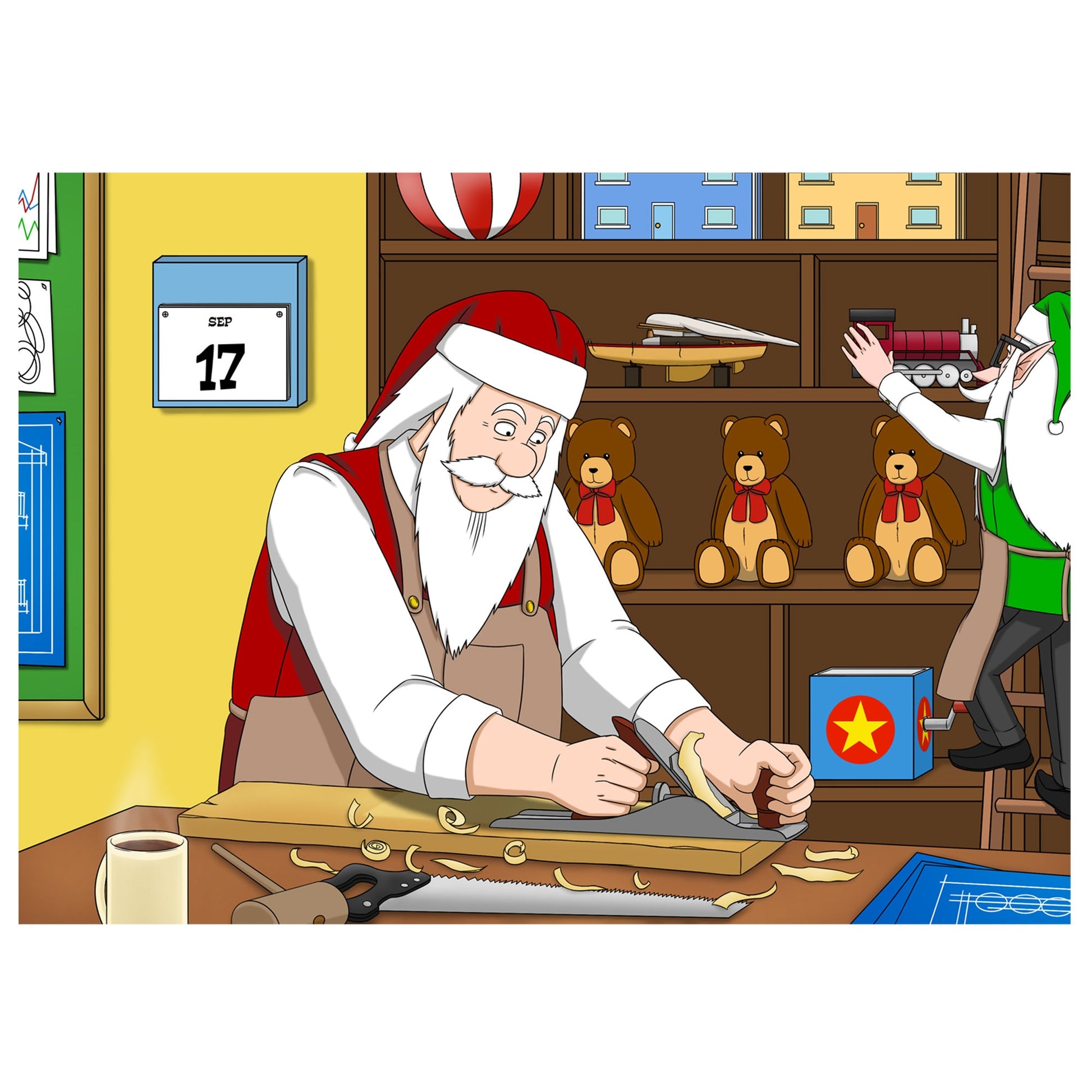 Santa's Workshop Original Artwork, A3 And A4, Digital Artwork, Digital Download, Printable Wall Art