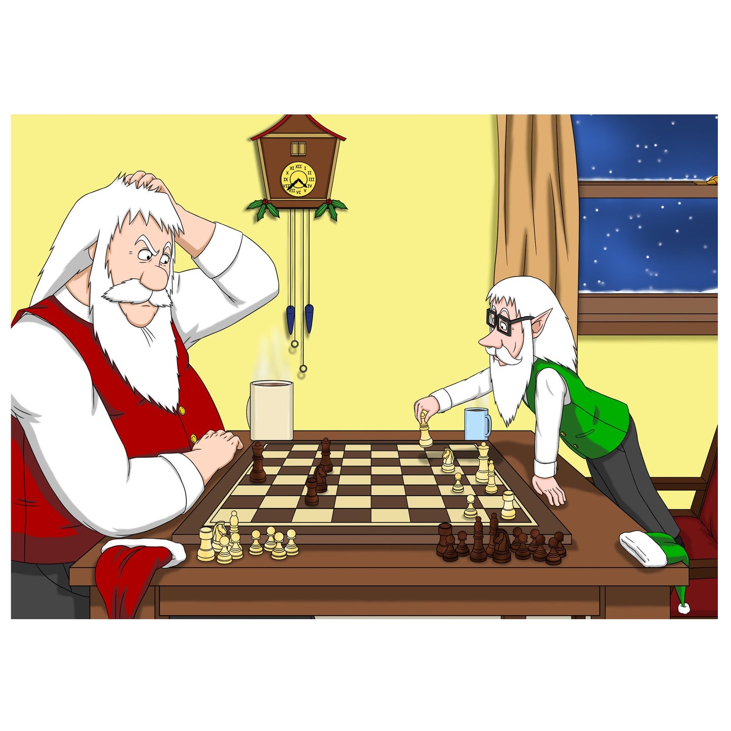 Santa's Next Move Original Artwork, A3 And A4, Digital Artwork, Digital Download, Printable Wall Art