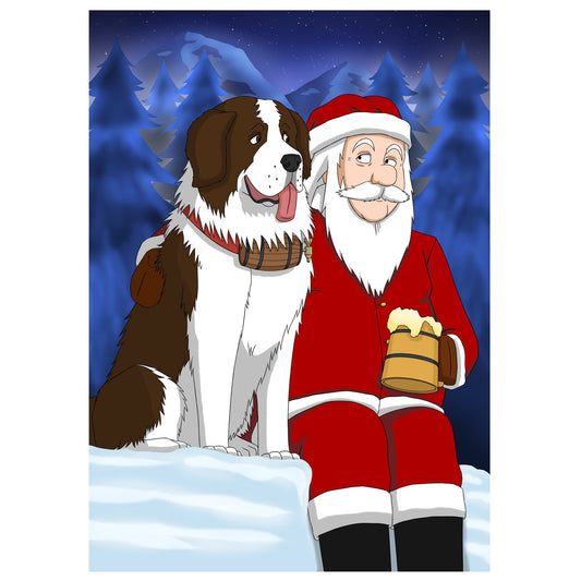 Santa's Dog Original Artwork, A3 And A4, Digital Artwork, Digital Download, Printable Wall Art