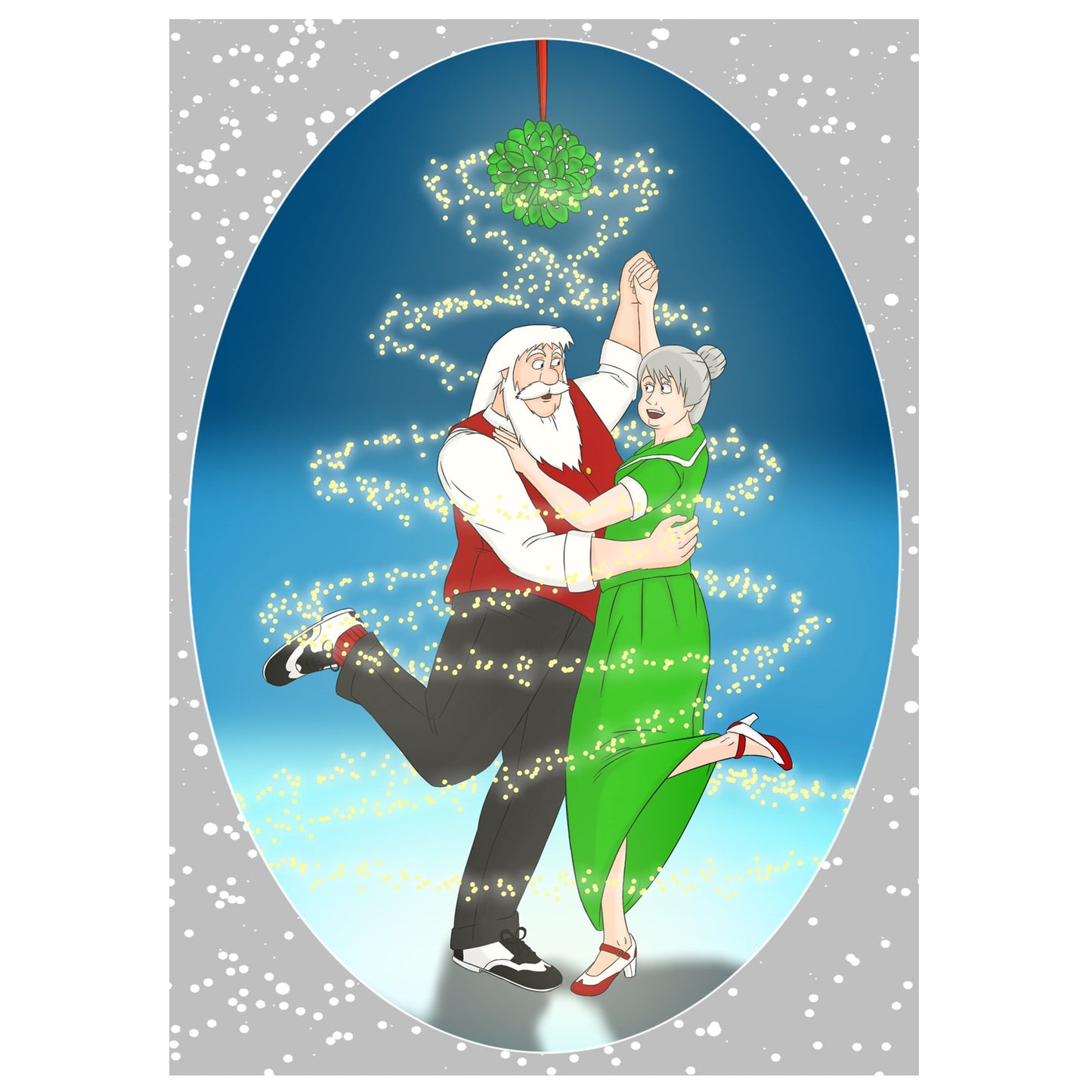 Santa's Dancing Original Artwork, A3 And A4, Digital Artwork, Digital Download, Printable Wall Art