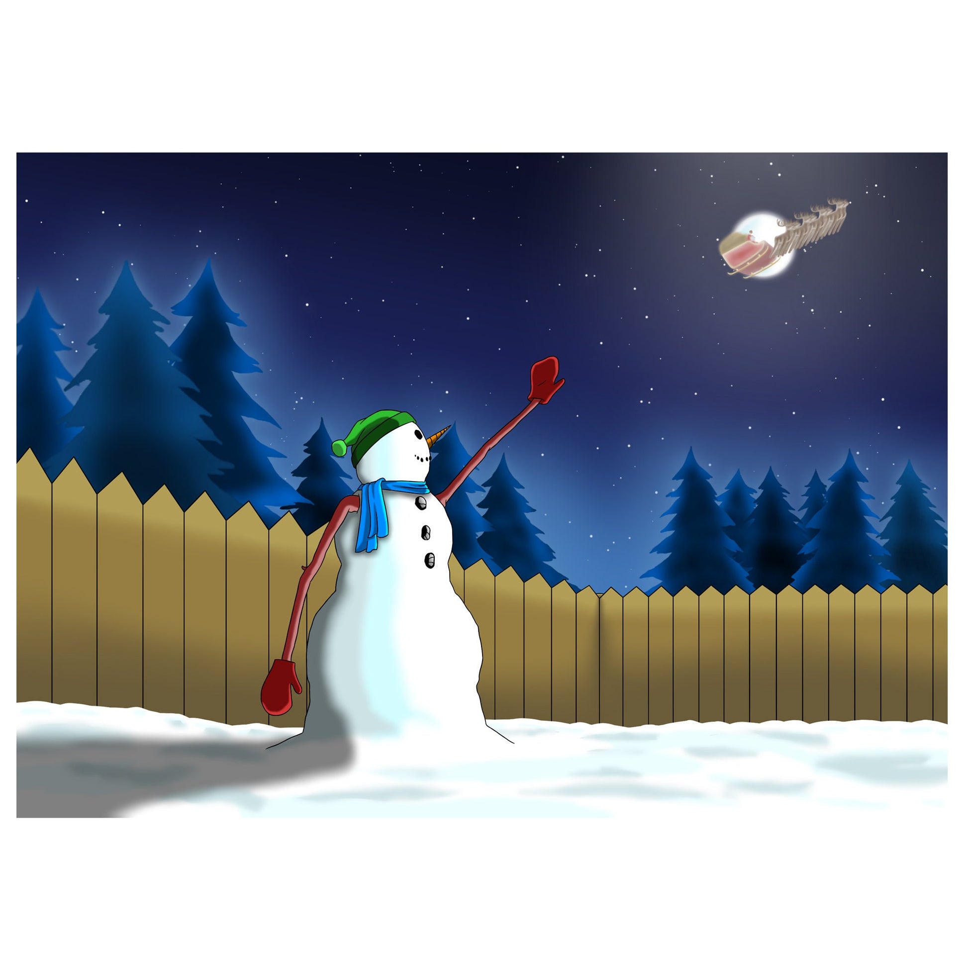 Santa's Snowman Original Artwork, A3 And A4, Digital Artwork, Digital Download, Printable Wall Art